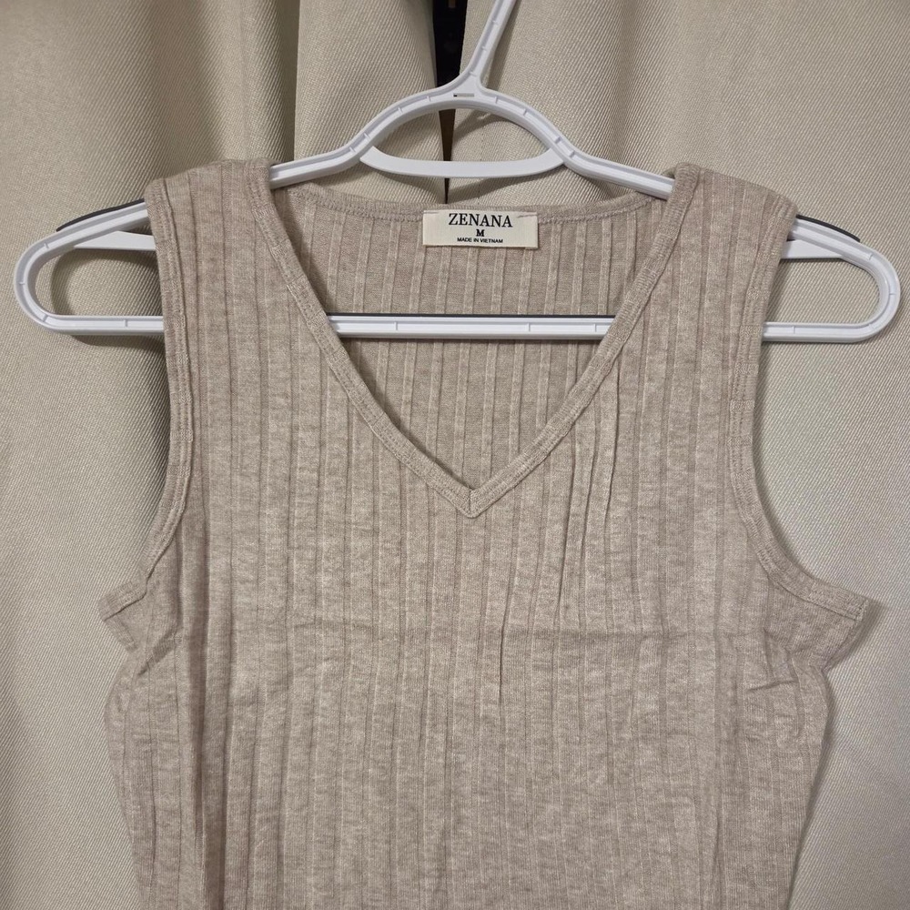 Zenana Cropped Ash Mocha Layering Tank Top